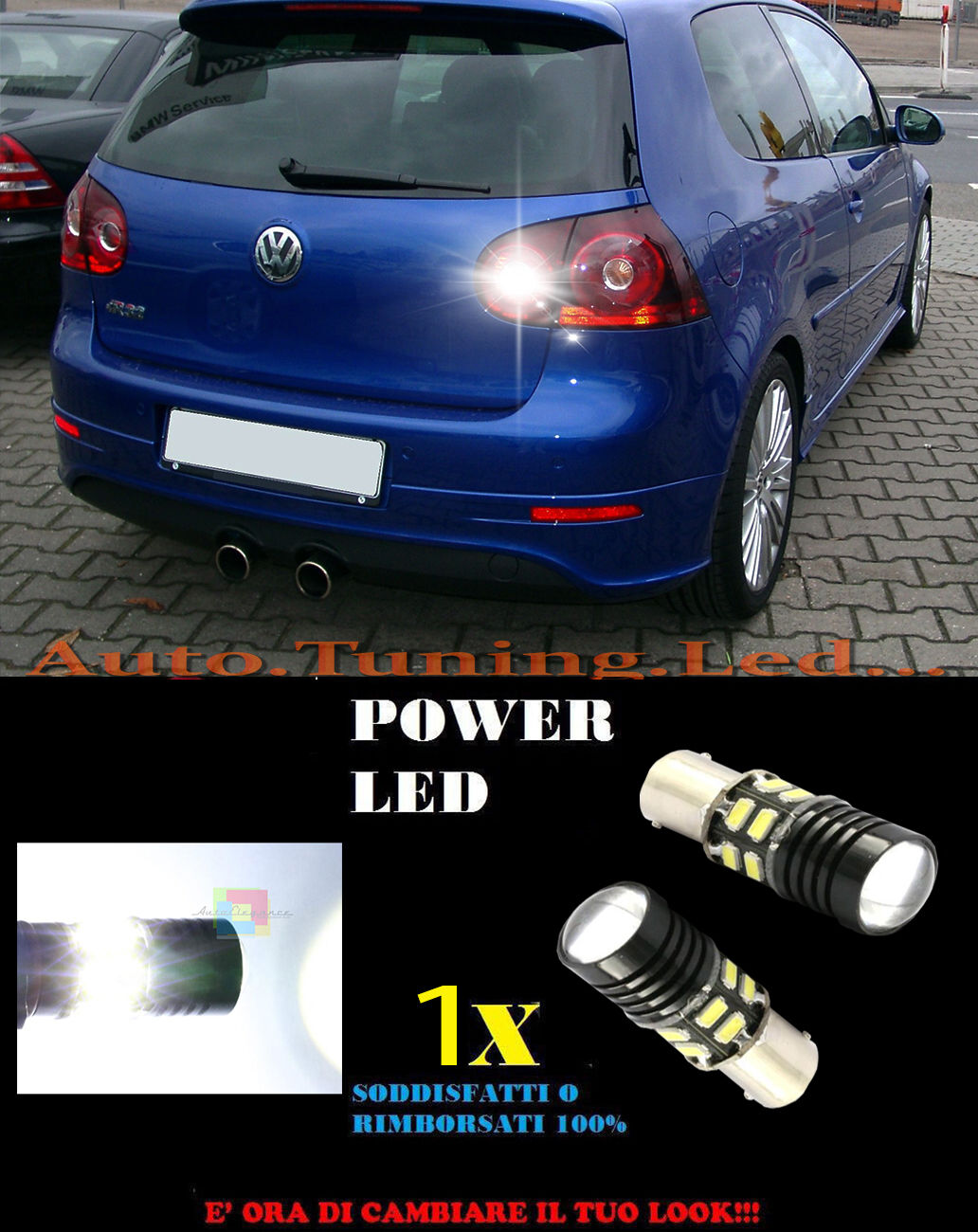 LED REVERSING LIGHT P21W BA15 VW GOLF 5V 6000K CANBUS NO ERROR
