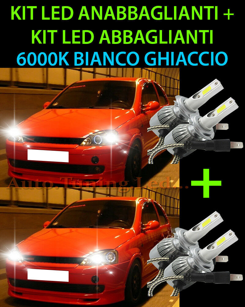 KIT LED LAMPADE ABBAGLIANTI & ANABBAGLIANTI PER OPEL CORSA C 2000-2006 -.