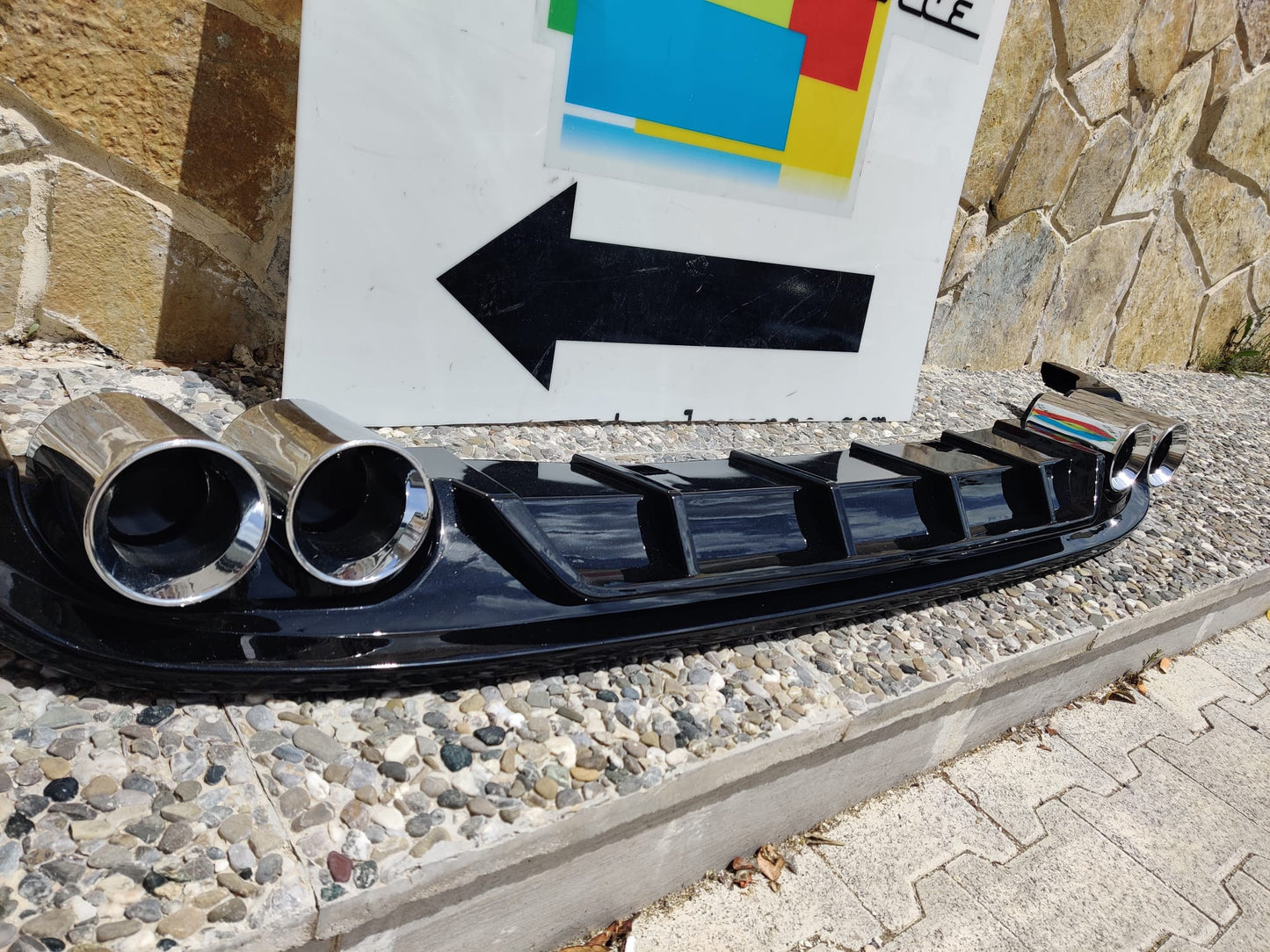 VW GOLF 7.5 2017-2020 REAR DIFFUSER UNDER BUMPER FOUR TIP ABS