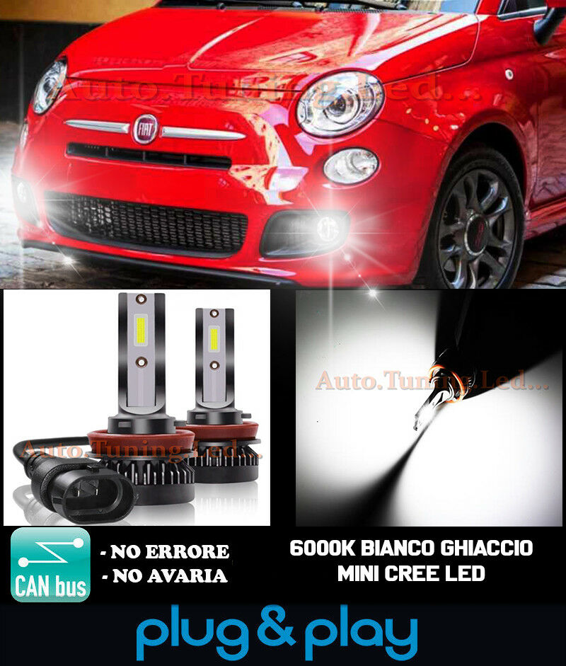 LAMPADE FENDINEBBIA A LED CREE FIAT 500 CAMBUS BIANCO GHIACCIO 8000LM