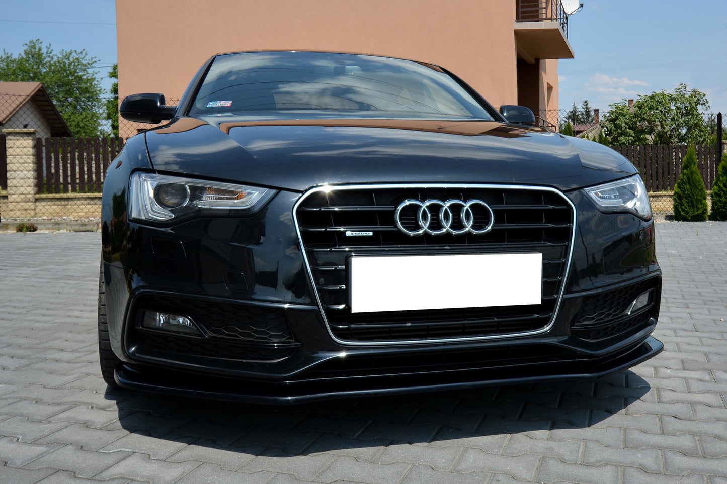 SPLITTER AUDI A5 SLINE 2012-2015 UNDER FRONT BUMPER ABS GLOSSY BLACK BLADE