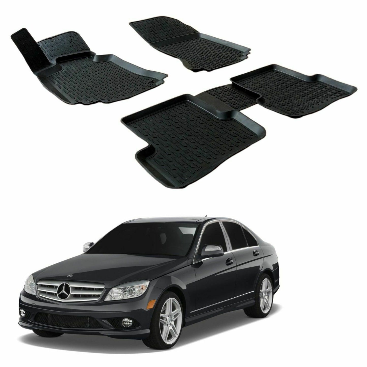 MERCEDES C CLASS W204 RUBBER CAR MATS - TOP QUALITY MATS -1