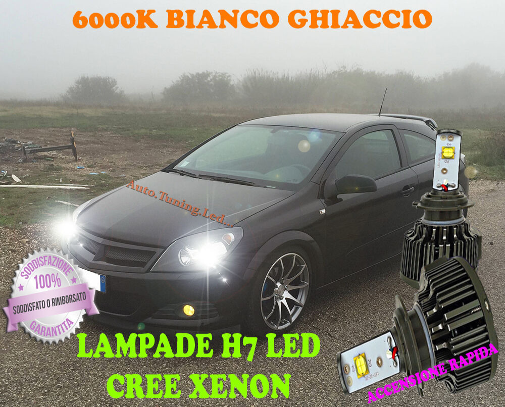 OPEL ASTRA H LAMPADE H7 CREE XENON ANABBAGLIANTE 6000K BIANCO SOLO FARI ALOGENI