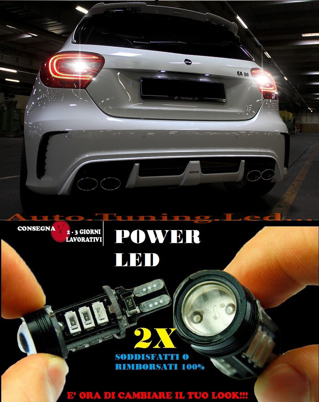 MERCEDES CLASSE A W176 6000K LAMPADE RETROMARCIA A LED T15 W16W CANBUS NO ERROR
