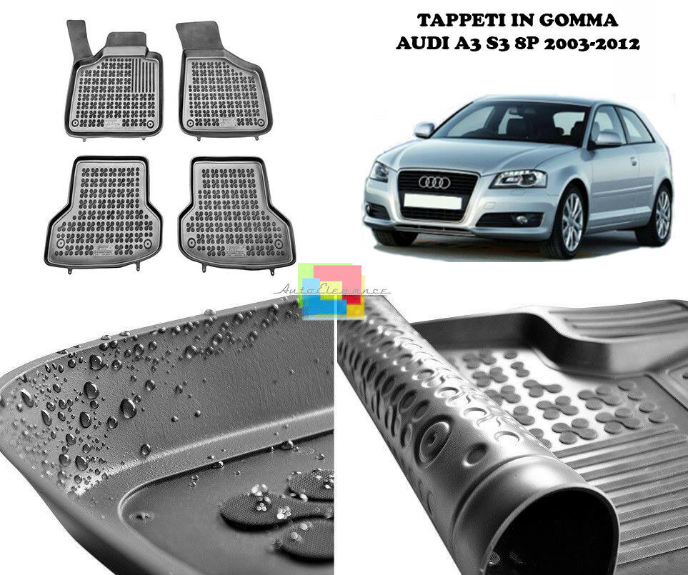 AUDI A3 S3 8P 2003-2012 TAPPETINI AUTO IN GOMMA - TAPPETI TOP QUALITA -1- AUTOELEGANCERICAMBI