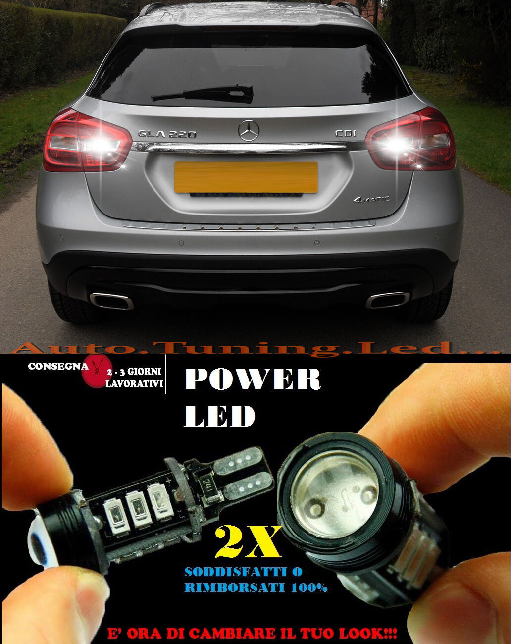 MERCEDES GLA 6000K LAMPADE RETROMARCIA A LED T15 W16W CANBUS NO ERROR