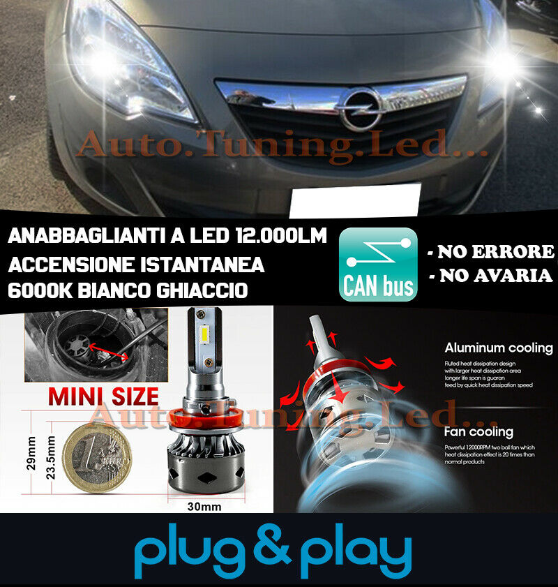 OPEL MERIVA B LED LOW BEAM HEADLIGHTS INSTANT NO FAILURE 12.000LM