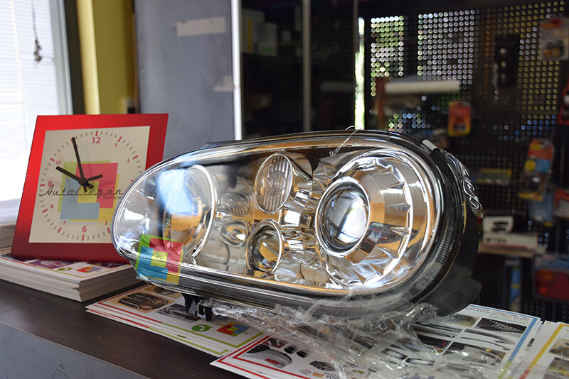 FARI ANTERIORI VW GOLF 4 IV 1997-2003 CROMATI LENTICOLARI LOOK R32