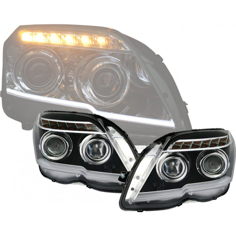 MERCEDES GLK X204 2008-2012 BLACK LED LENTICULAR POSITION HEADLIGHTS