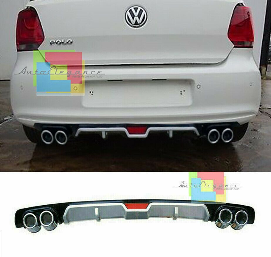 VW POLO 6R REAR DIFFUSER UNDER BUMPER FOUR TIP ABS
