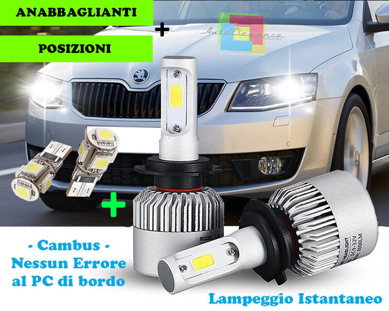 LED LOW BEAM LAMPS + T10 POSITIONS FOR SKODA RAPID 2012+ CREE