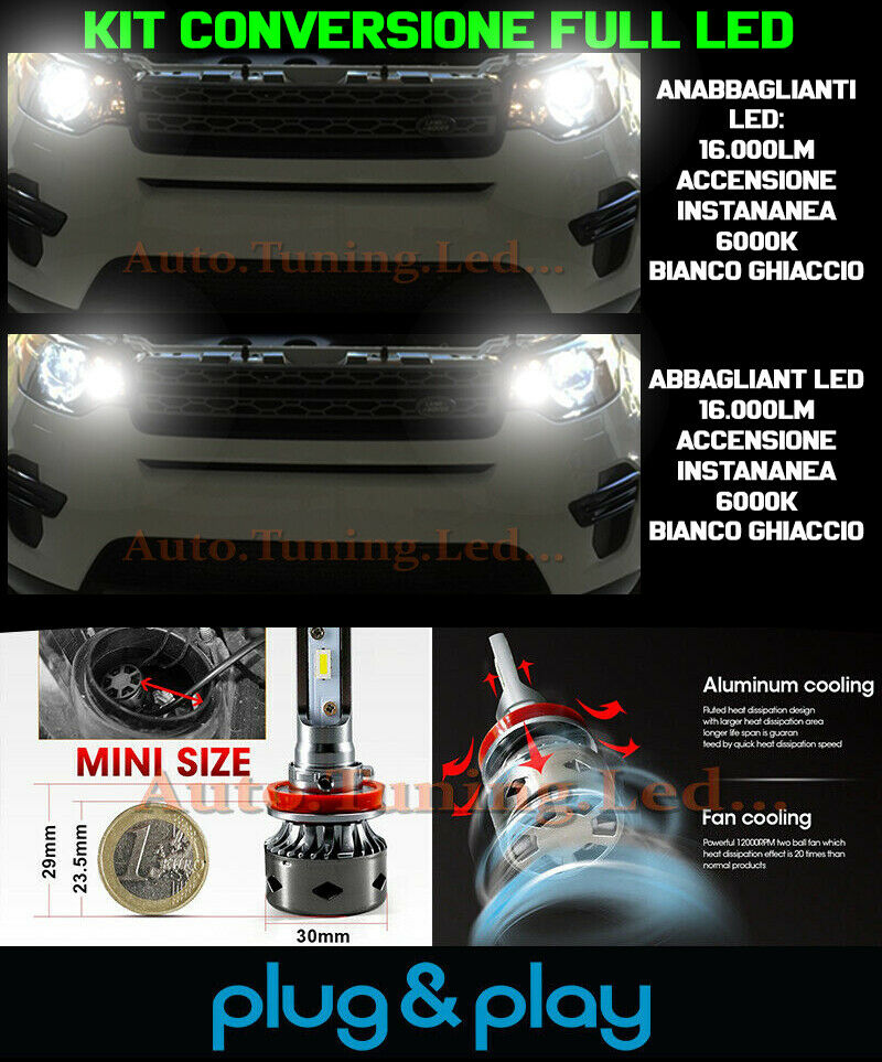 LAMPADE ANABBAGLIANTI + ABBAGLIANTI DIURNE DISCOVERY SPORT NO AVARIA 16.000LM
