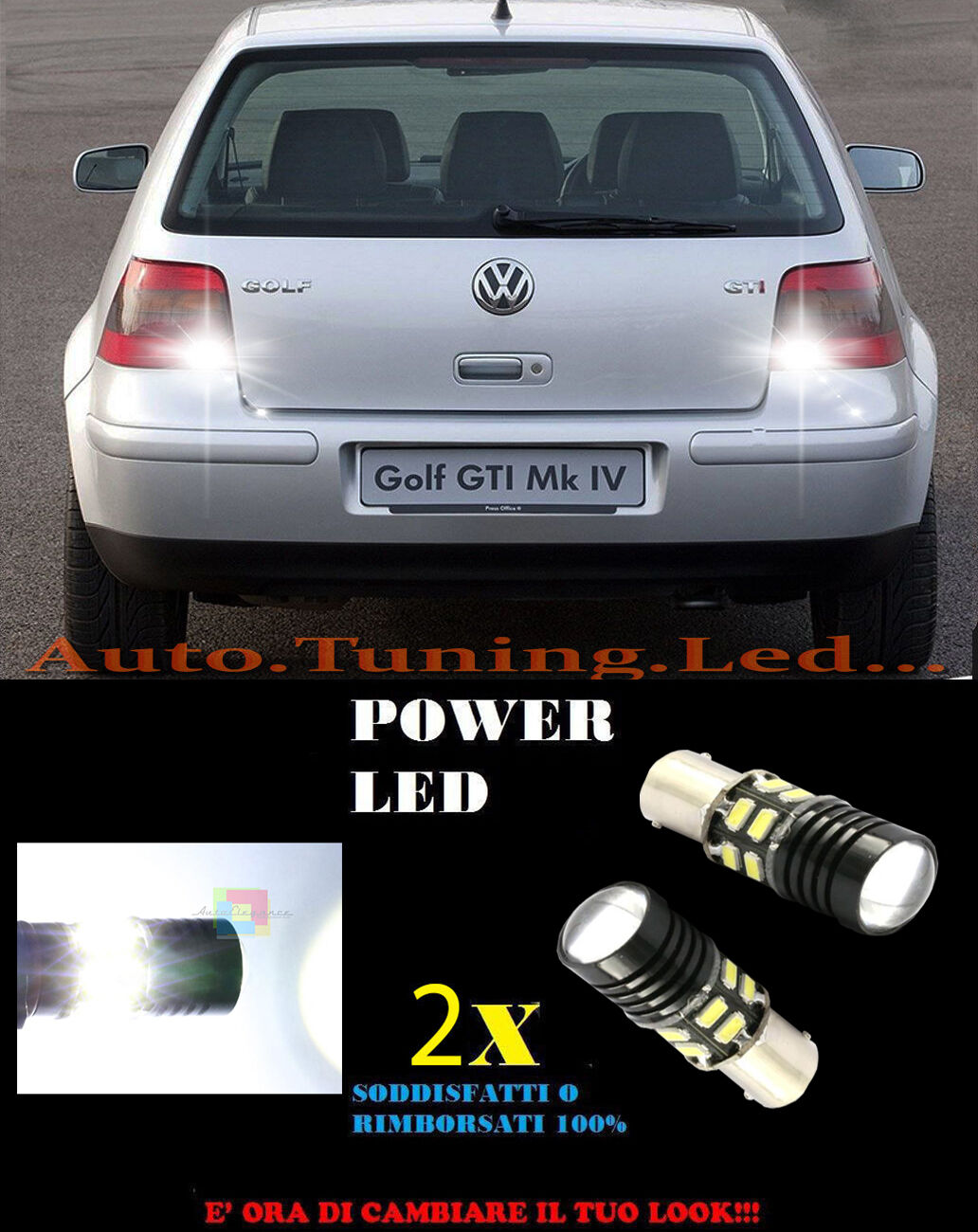 LAMPADE RETROMARCIA A LED P21W BA15 VW GOLF 4 IV 6000K CANBUS NO ERROR