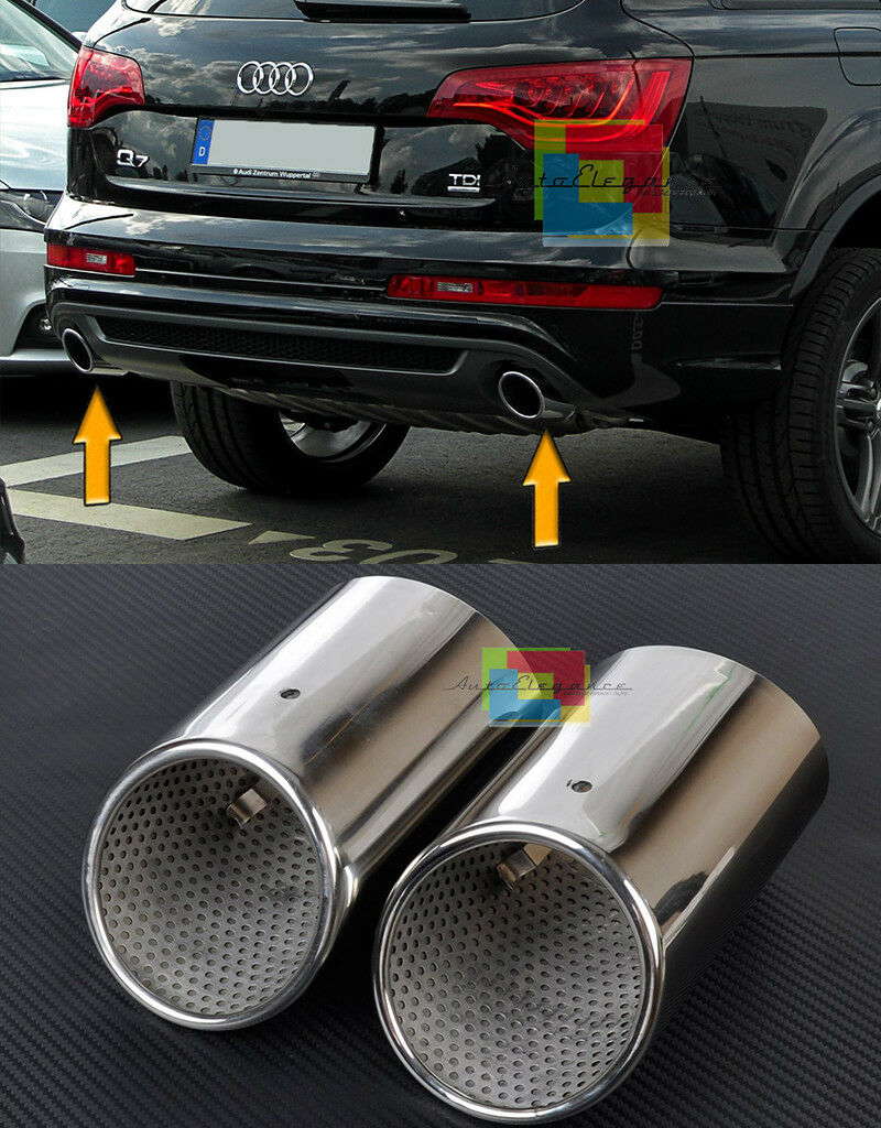 AUDI Q7 4L 2006-2014 3.0 TDI COPPIA TERMINALI DI SCARICO CROMATI INOX SLINE AUTOELEGANCERICAMBI