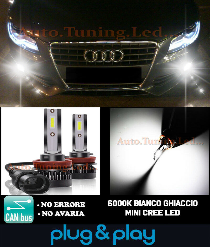 LAMPADE FENDINEBBIA A LED CREE AUDI A4 B8 PRE LIFT CAMBUS BIANCO GHIACCIO 8000LM