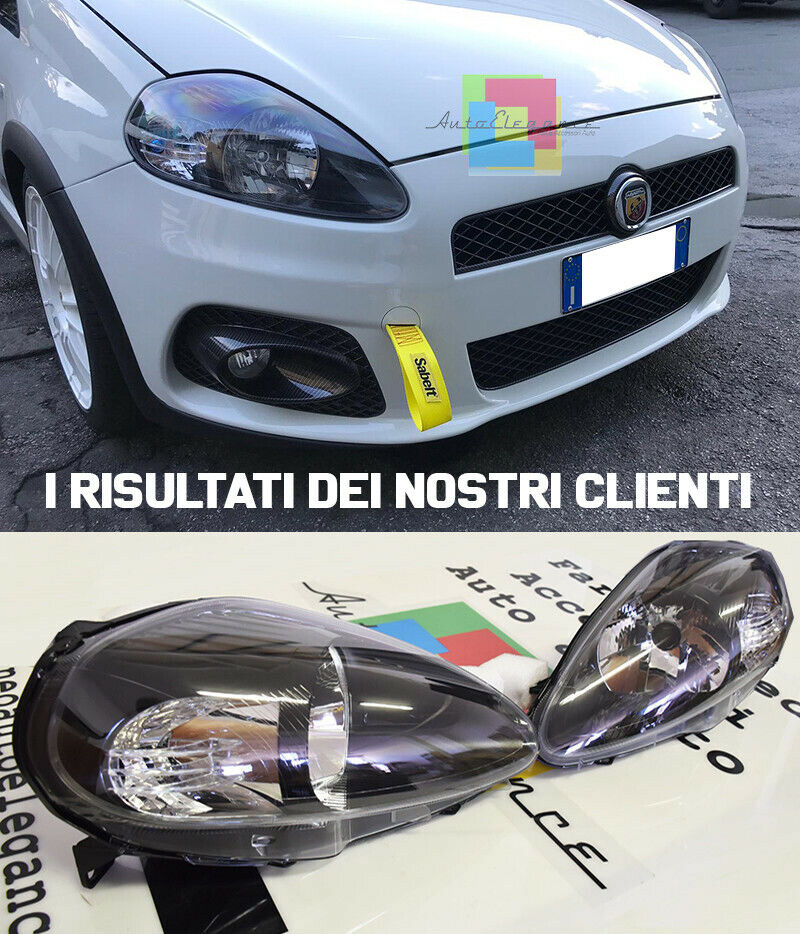 FARI ANTERIORI NERI FIAT GRANDE PUNTO 2005-2008 DESIGN ABARTH H4 FANALI SPORTIVI