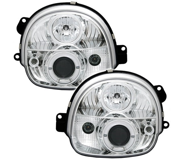 RENAULT TWINGO 1993-2007 CHROME HEADLIGHTS ANGEL EYES LENTICULAR H1 / H1
