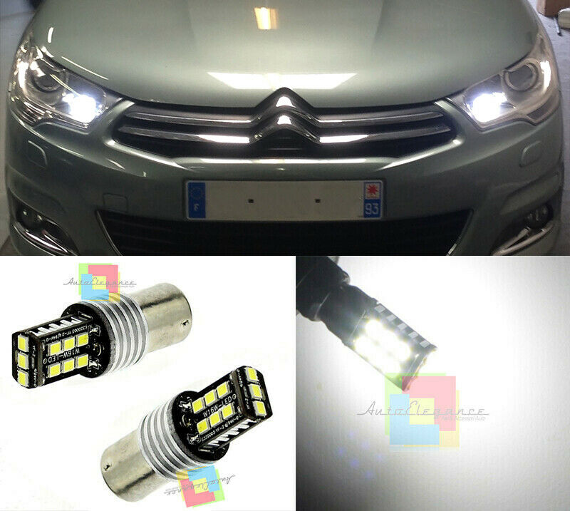 CITROEN C4 MK2 6000K 2x LAMPADE DIURNE POSIZIONE DRL LED NO AVARIA BAY15D .- AUTOELEGANCERICAMBI