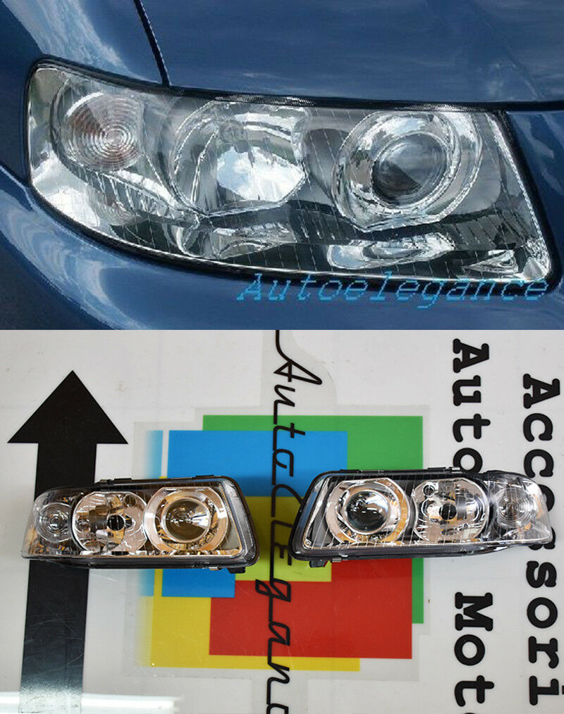 FARI ANTERIORI H7 / H1 LENTICOLARI AUDI A3 8L 2000-2003 FANALI CROMATI
