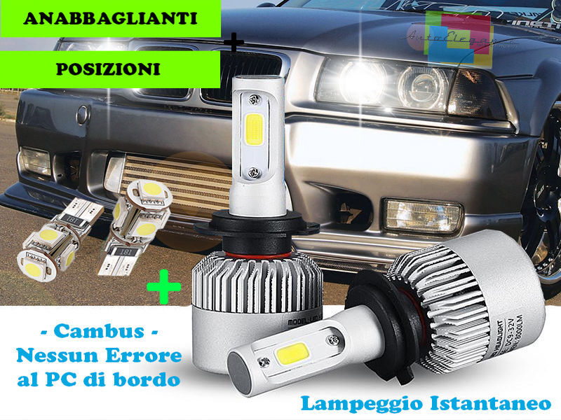 LAMPADE ANABBAGLIANTI CREE LED + T10 POSIZIONI PER BMW SERIE 3 E36 BERLINA 90-98