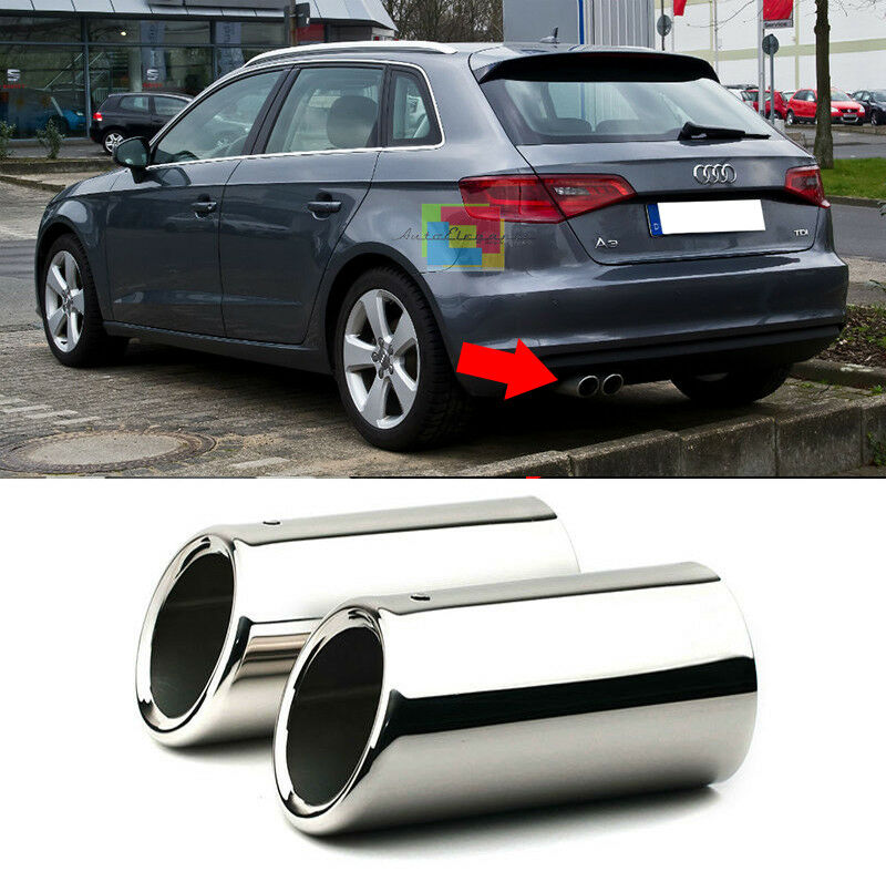 TERMINALI DI SCARICO CROMATI ACCIAIO INOX LOOK SLINE PER AUDI A3 8V 2012+