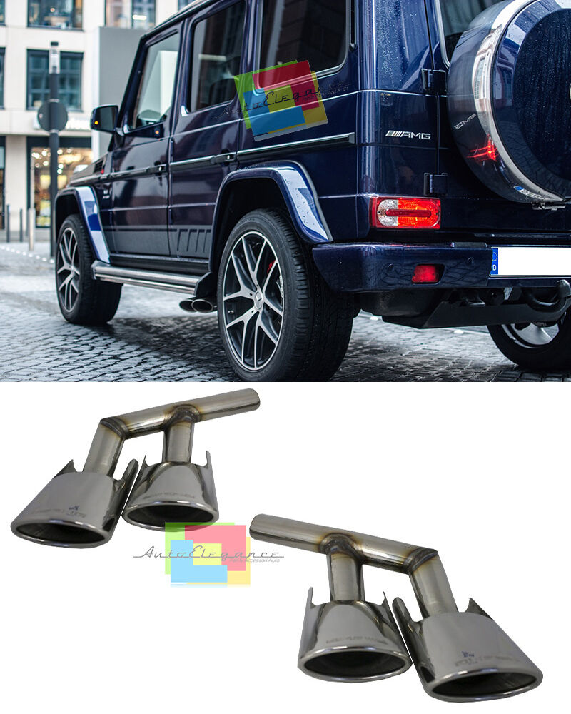 DOUBLE EXHAUST TIPPER MERCEDES G W463 1998+ STAINLESS STEEL WITH AMG LOGO