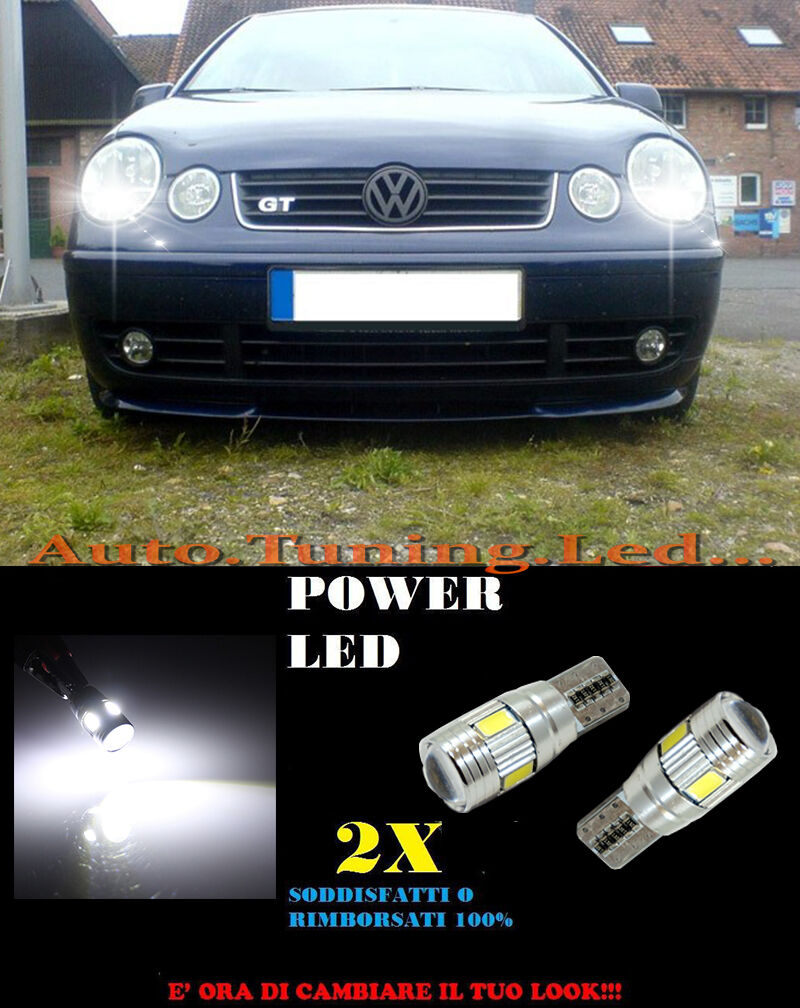 LUCI POSIZIONE VW POLO 9N CANBUS T10 BIANCO 6 LED W5W SUPER QUALITA