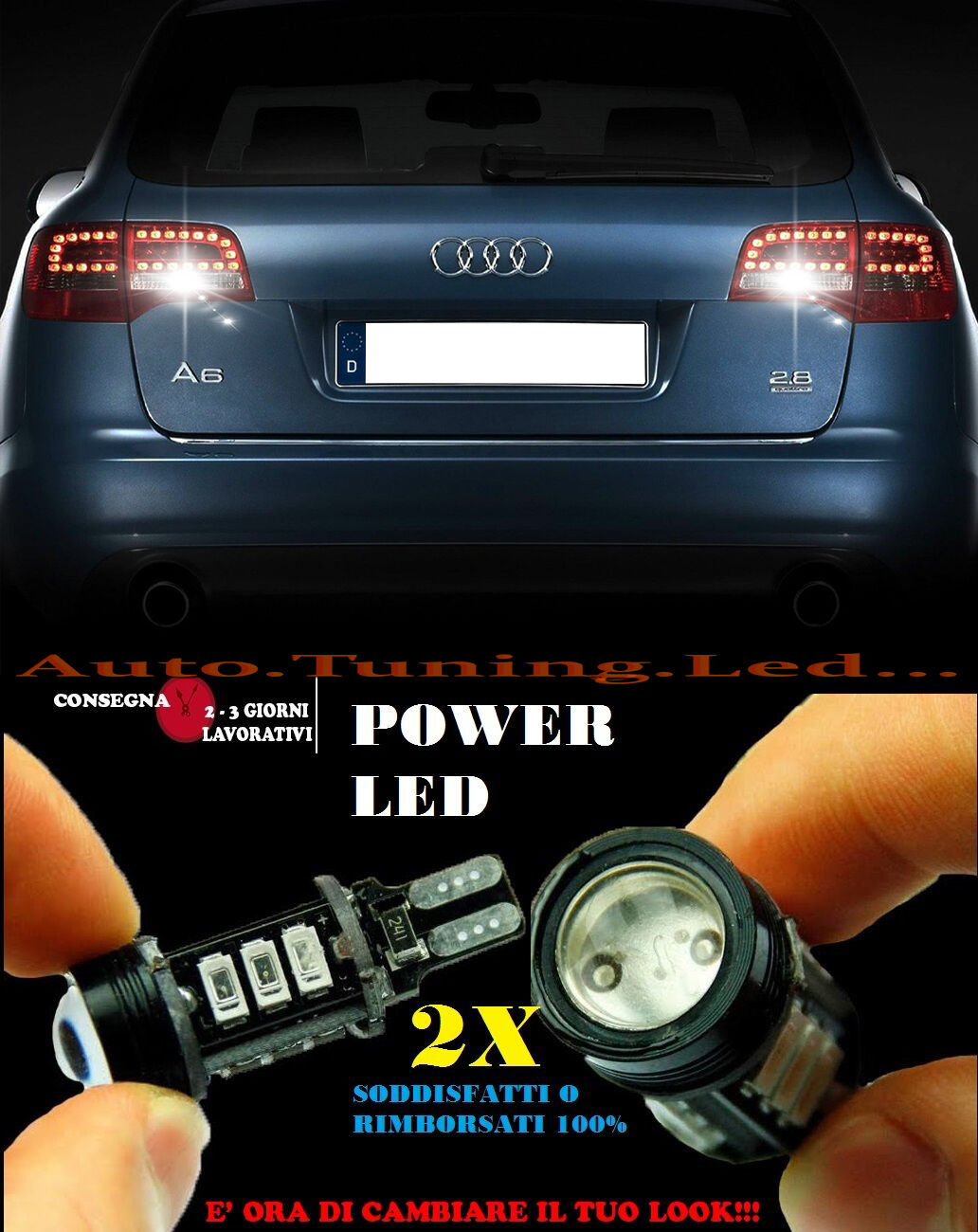 AUDI A6 DAL 2009 6000K LAMPADE RETROMARCIA A LED T15 W16W CANBUS NO ERROR AUTOELEGANCERICAMBI