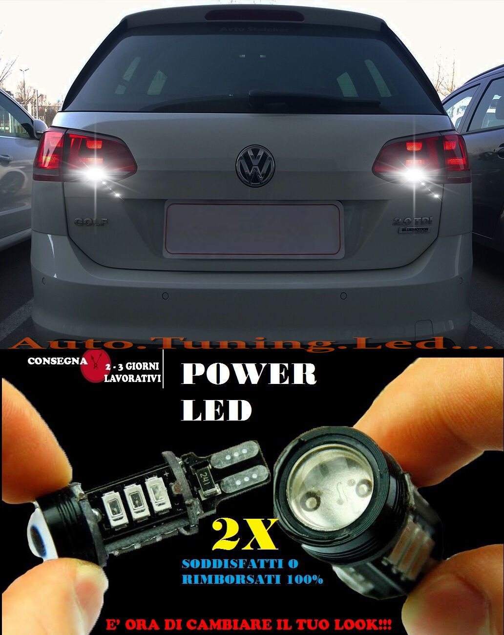 VW GOLF SPORTSVAN 6000K LAMPADE RETROMARCIA A LED T15 W16W CANBUS NO ERROR