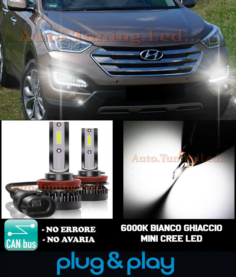 LAMPADE FENDINEBBIA A LED CREE HYUNDAI SANTA FE 3 CAMBUS BIANCO GHIACCIO 8000LM