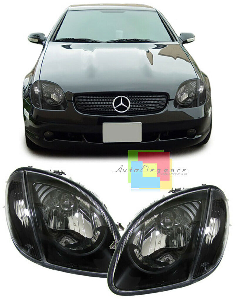 BLACK HEADLIGHTS MERCEDES SLK R170 1996-2004 H4 ATTACHMENT TOP QUALITY