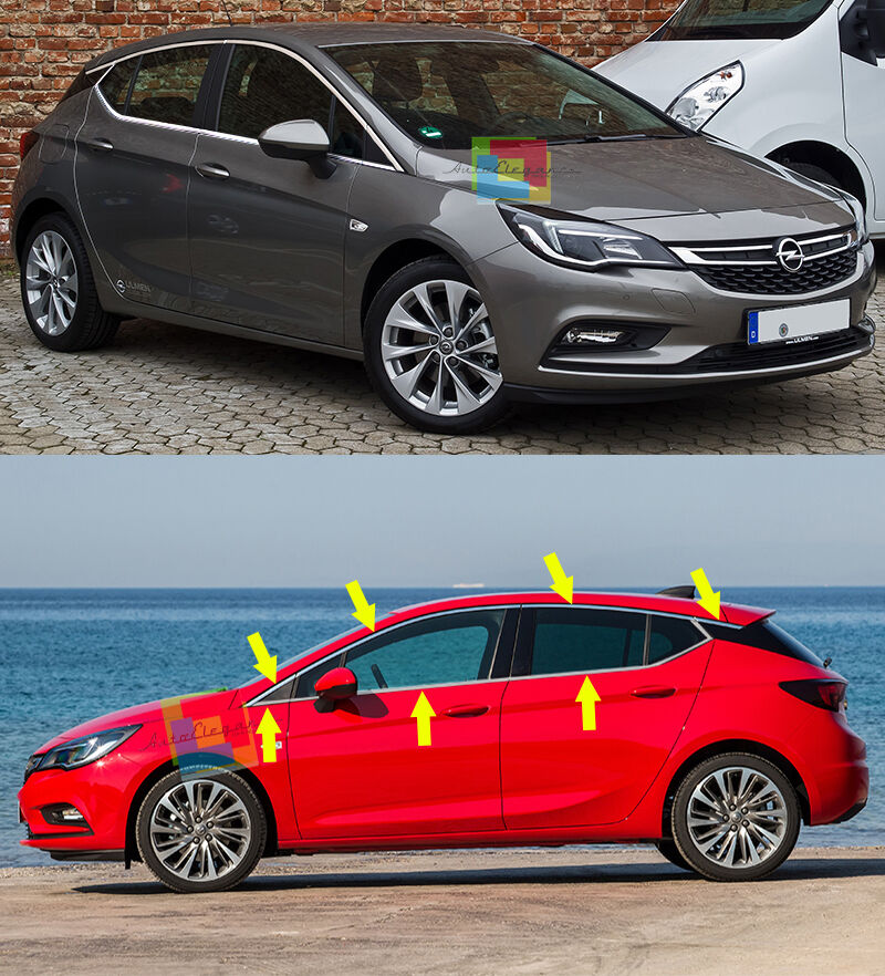 CORNICE FINESTRINI CROMATA OPEL ASTRA K 2016+ MODANATURE ADESIVE ACCIAIO INOX - AUTOELEGANCERICAMBI