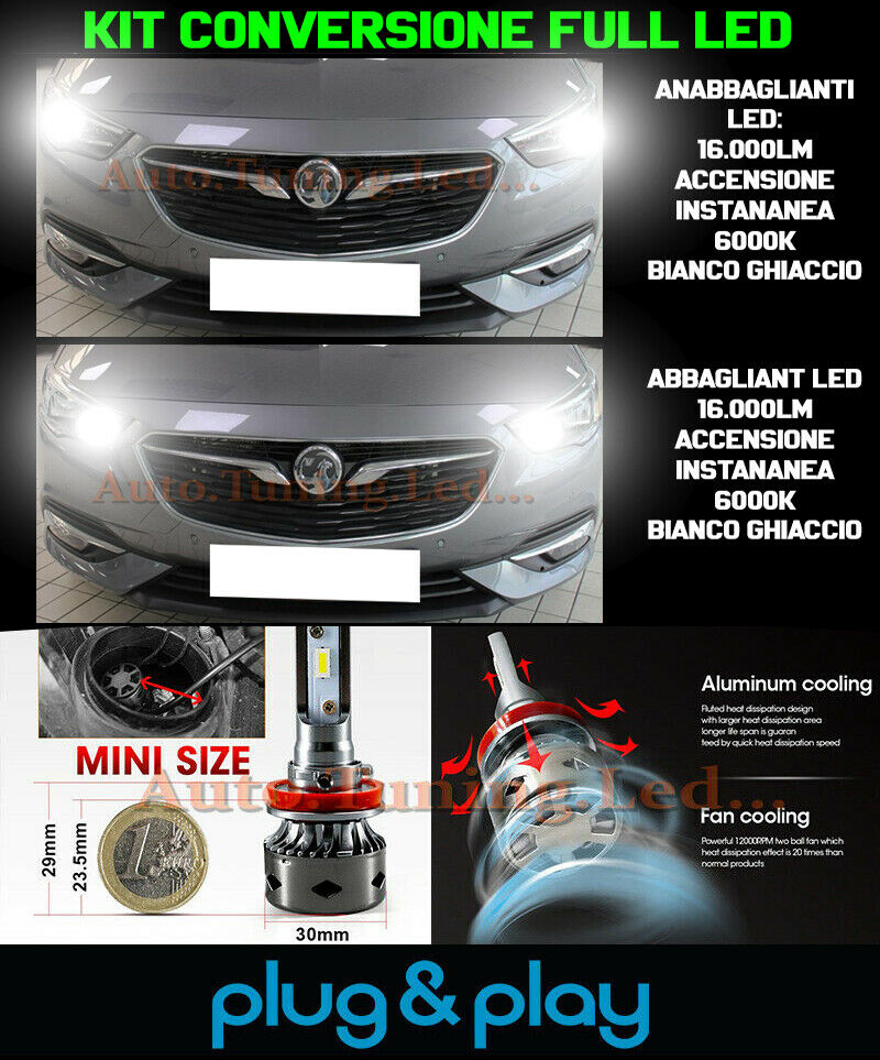 LAMPADE ANABBAGLIANTI + ABBAGLIANTI LED 16.000LM OPEL INSIGNIA B
