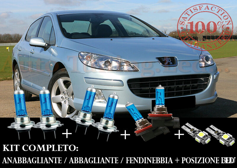 PEUGEOT 407 2004-2010 SET COMPLETO LAMPADE BLU XENON + POSIZIONE A LED