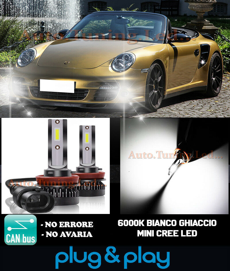 LAMPADE FENDINEBBIA A LED CREE PORSCHE 911 997 CAMBUS BIANCO GHIACCIO 8000LM