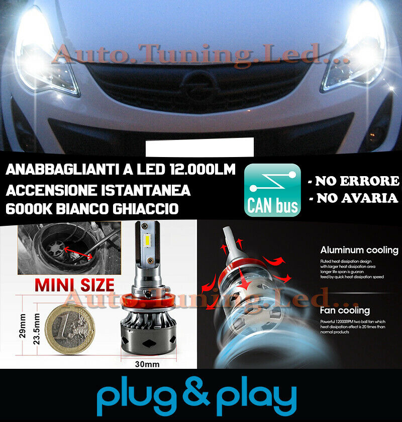 LED LOW BEAM HEADLIGHTS OPEL CORSA D 2011+ INSTANT LIFT NO FAILURE 12.000LM