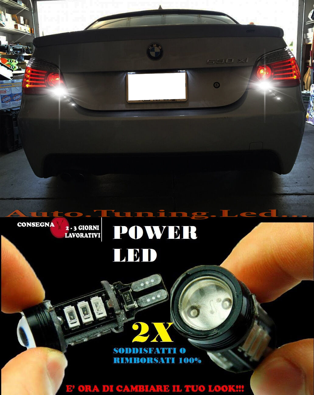 BMW SERIE 5 E60 6000K LAMPADE RETROMARCIA A LED T15 W16W CANBUS NO ERROR AUTOELEGANCERICAMBI