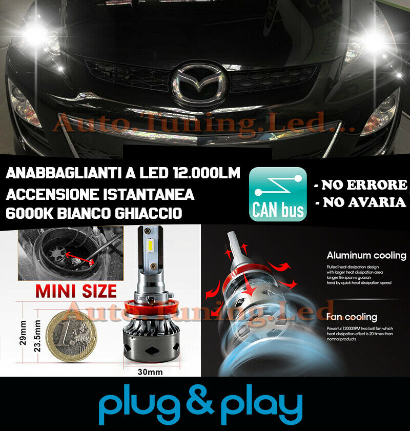 LED LOW BEAM HEADLIGHTS MAZDA CX-7 CX 7 INSTANT NO FAILURE 12,000LM