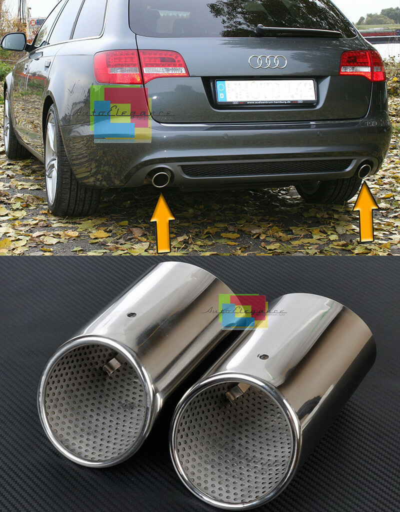 AUDI A6 4F C6 2004-2011 COPPIA TERMINALI DI SCARICO CROMATI ACCIAIO INOX SLINE AUTOELEGANCERICAMBI