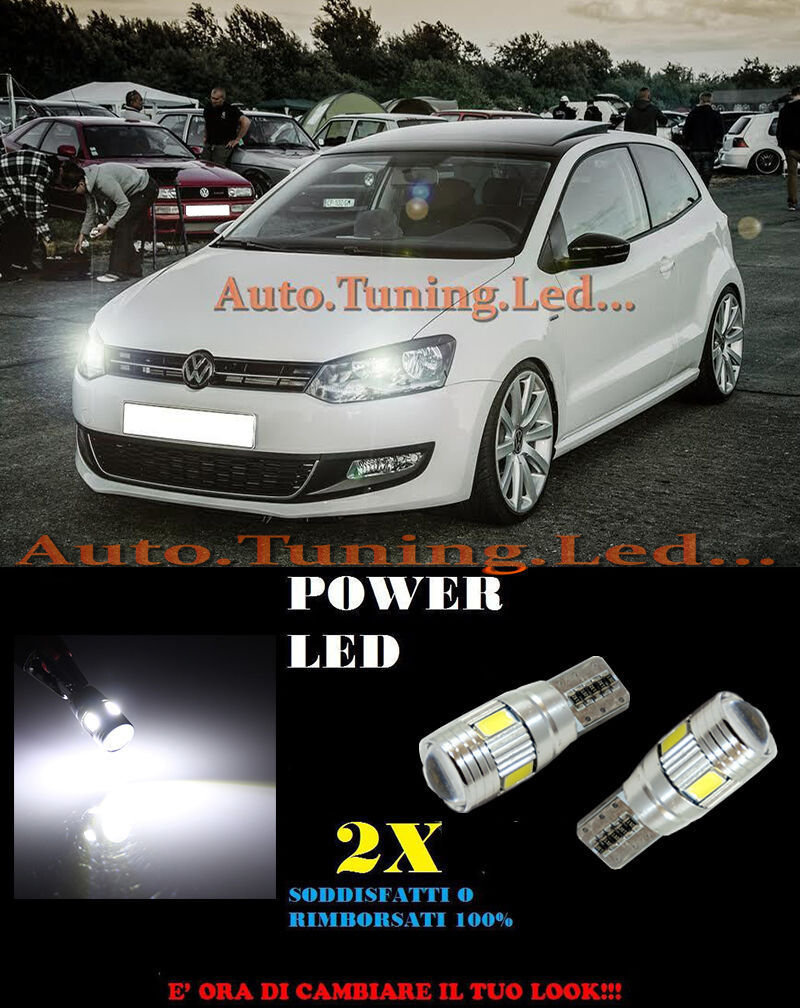 LUCI POSIZIONE VW POLO 6R 09 - 14 CANBUS T10 BIANCO 6 LED SUPER QUALITA