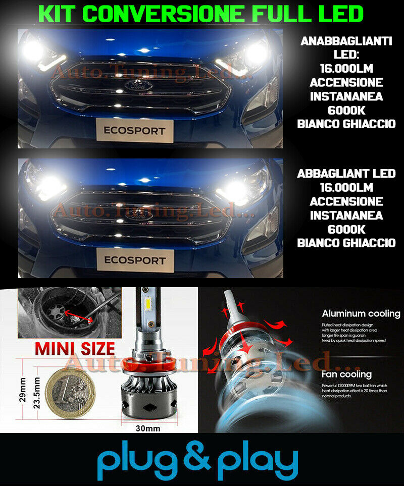 FORD ECOSPORT MK2 LED KIT HIGH BEAM H7 + LOW BEAM 16,000