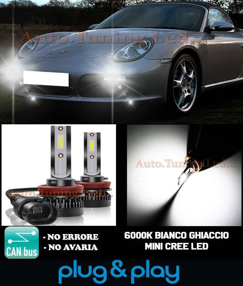 LAMPADE FENDINEBBIA A LED CREE PORSCHE BOXSTER 987 CAMBUS BIANCO GHIACCIO 8000LM