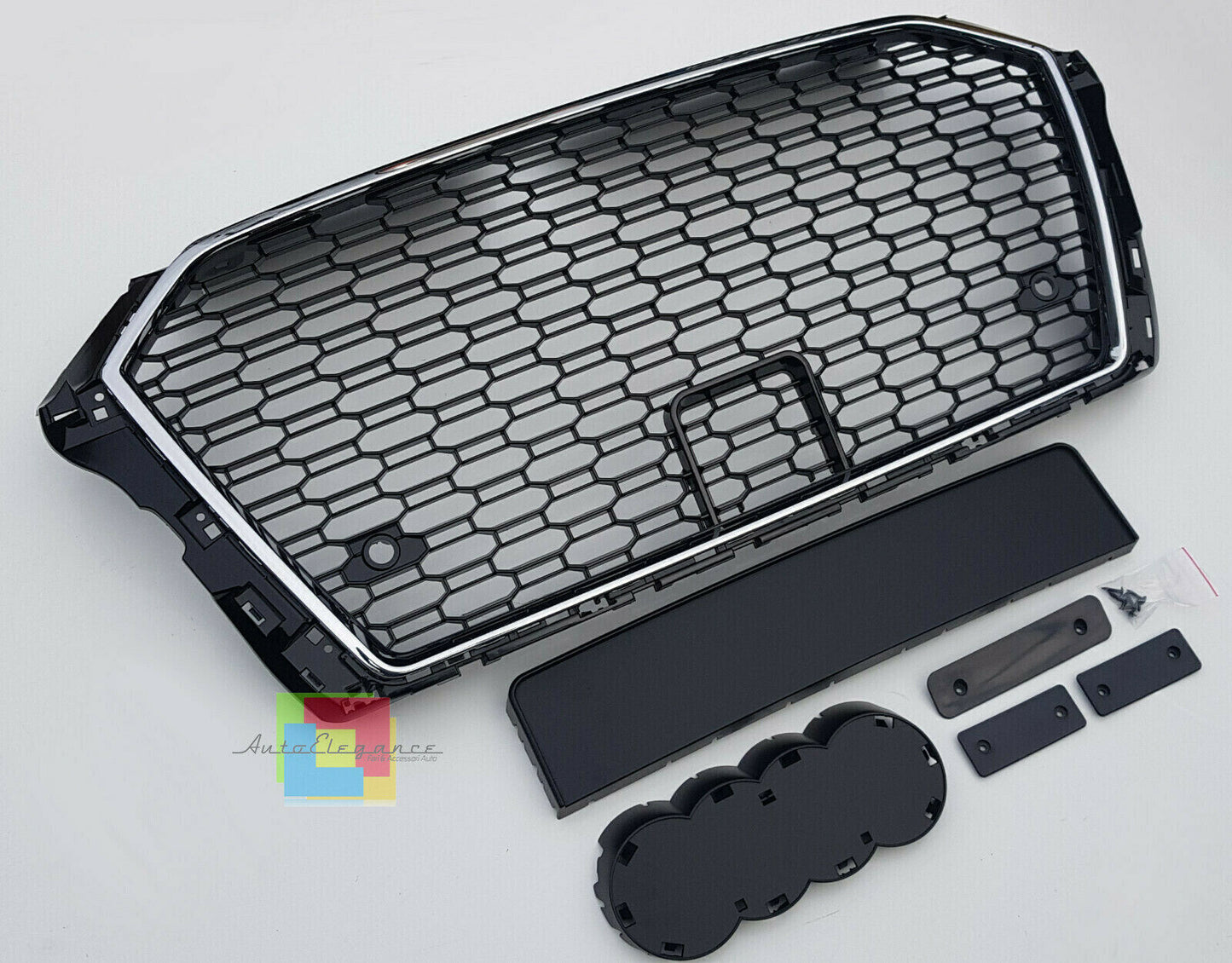 GRIGLIA ANTERIORE AUDI A3 8V 2017+ FACELIFT CALANDRA RS3 NIDO D'APE BORDO CROMO