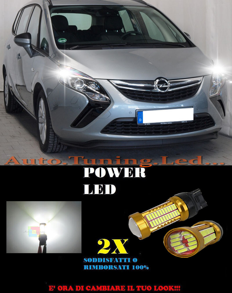 OPEL ZAFIRA C 2011+ LUCI DIURNE T20 58 LED COPPIA NO ERROR BIANCO SUPER QUALITA'