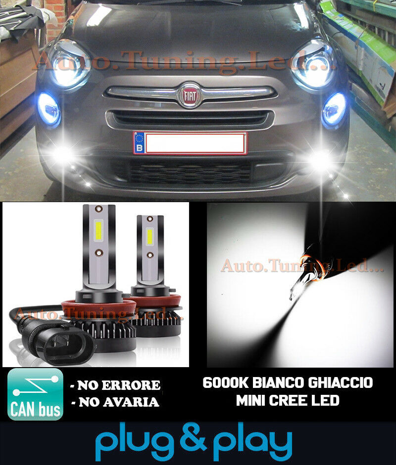 LAMPADE FENDINEBBIA A LED CREE FIAT 500X 500 X CAMBUS BIANCO GHIACCIO 8000LM