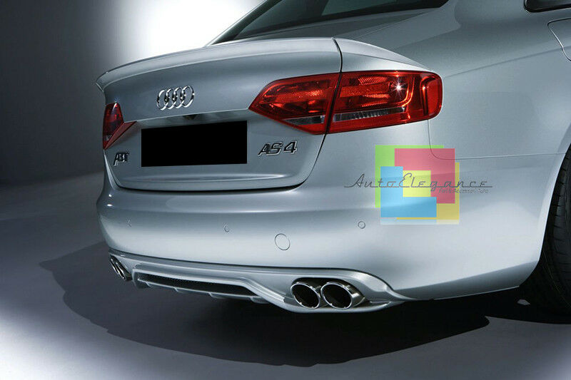 SPOILER SOTTO PARAURTI PER AUDI A4 B8 07-12 DIFFUSORE IN ABS & TERMINALI CROMATI
