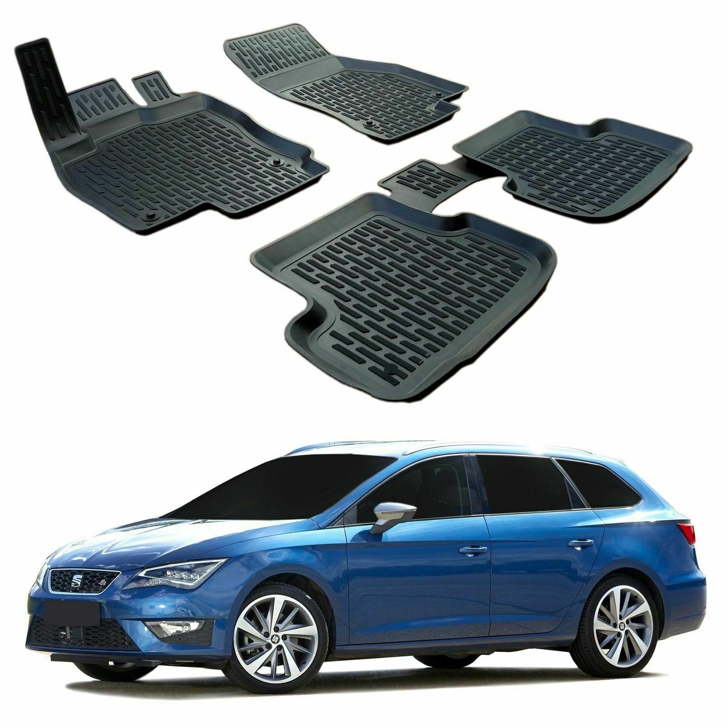 SEAT LEON 5F 2013 AD OGGI TAPPETINI AUTO IN GOMMA - TAPPETI TOP QUALITA -1