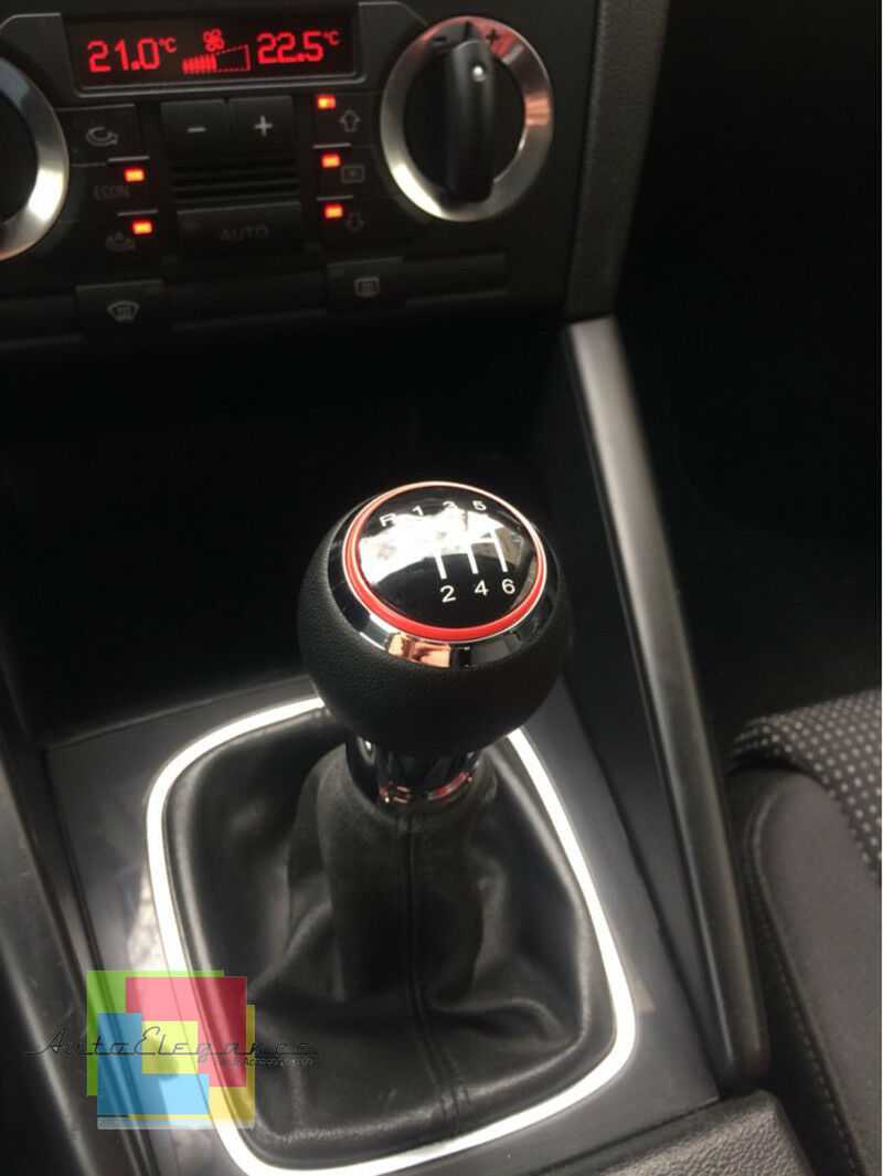 Audi A4 B8 DoLED, Pomello Del Cambio, Telaio Cromato, Cucitura Rossa, 5 Marce, Per Aste Del Cambio Da 23 Mm, Compatibile Con Golf 4 Bora Pomello Cambio Led Rosso - Foto 9