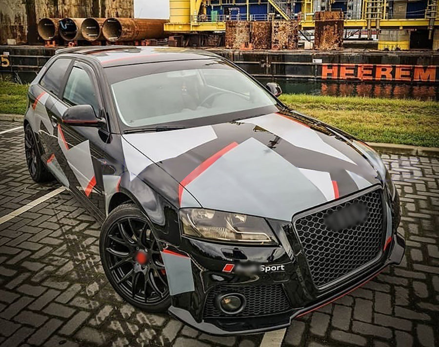 PARAURTI ANTERIORE SPORTIVO AUDI A3 8P 2008-2013 LIFT LOOK RS3 NIDO D'APE ABS