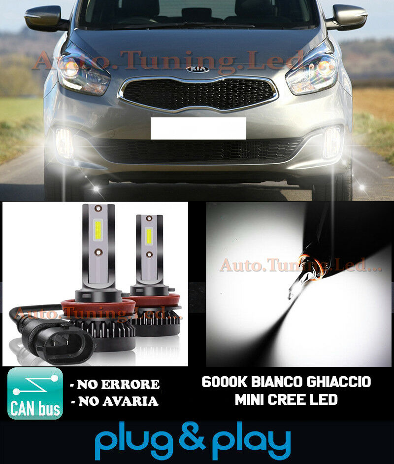 LAMPADE FENDINEBBIA A LED CREE KIA CARENS IV CAMBUS BIANCO GHIACCIO 8000LM